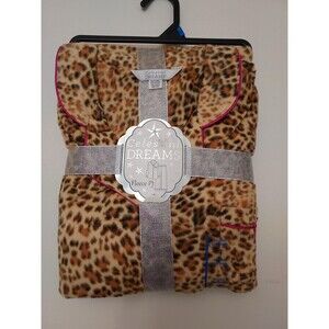 CELESTIAL DREAMS Women's Brown Fleece Animal Print Pajamas Plus Size 3X NEW